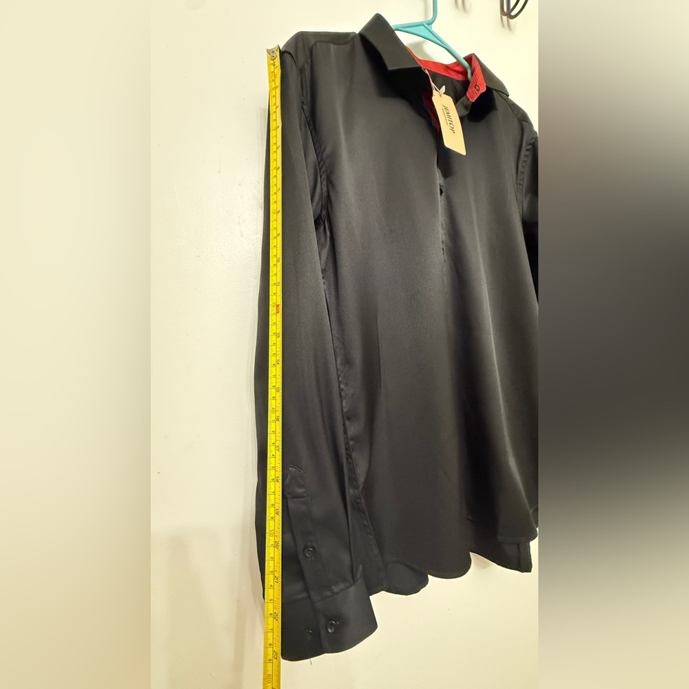 Jemitop Men's Black Shirt Jacket with Red Trim Size M - Picture 7 of 9